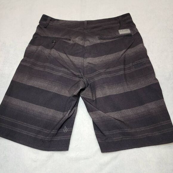 Volcom Hybrid Shorts 4-way stretch black gray striped men’s shorts 32 activewear - Picture 2 of 10